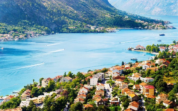 La Baia di cattaro, estate, mare, Kotor, Bocche di cattaro, Montenegro