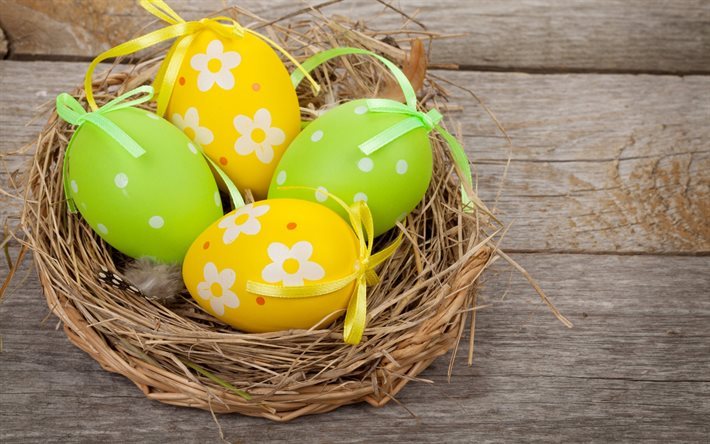 Paskalya yumurtaları, Paskalya, renkli yumurta, sepet