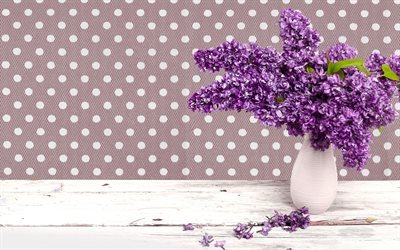 lilla, vaso, bouquet di lill&#224;, spring, spring bouquet