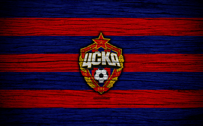 FC CSKA Moskova, 4k, ahşap doku, Rusya Premier Ligi, futbol, futbol kul&#252;b&#252;, Rusya, CSKA Moskova, logo, sanat, CSKA, CSKA Moskova FC