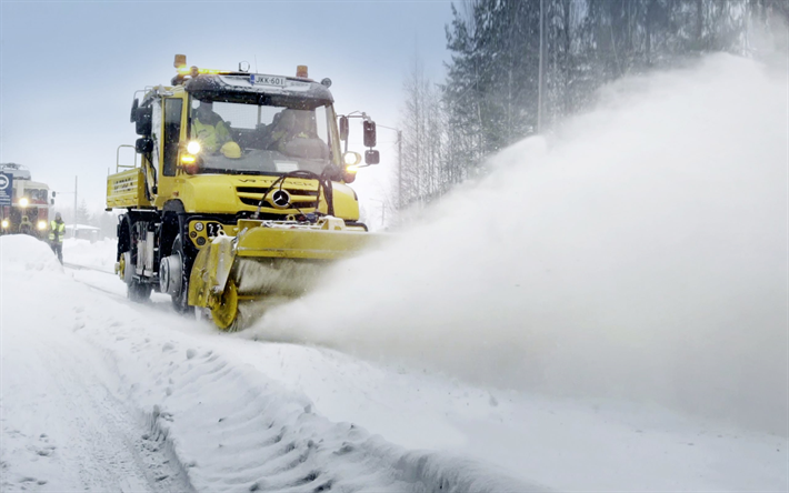 Mercedes-Benz Unimog, U427, 2018, les nouveaux camions, nettoyage de la neige, le nettoyage des routes de la neige, des concepts, de l&#39;autoroute, Mercedes