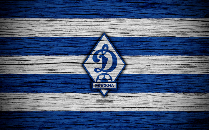 El FC Dynamo de Mosc&#250;, 4k, textura de madera, Russian Premier League, f&#250;tbol, club de f&#250;tbol, Rusia, el Dinamo de Mosc&#250;, el logotipo, el arte, el f&#250;tbol, el FC Dinamo de Mosc&#250;