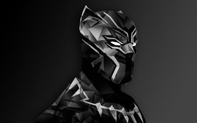 Black Panther, superhero, polygon art, creative abstraction, mask, Marvel