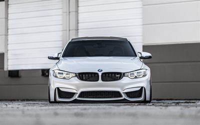BMW M4, framifr&#229;n, F82, Bilar 2018, supercars, vit M4, BMW