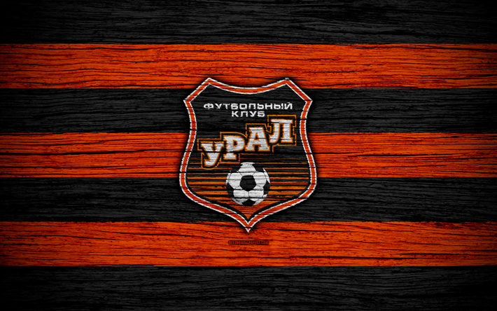 FC Ural, 4k, wooden texture, Russian Premier League, soccer, football club, Russia, Ural, logo, art, football, Ural FC