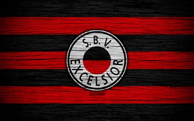Excelsior FC, 4k, Campeonato holand&#234;s, futebol, Holanda, clube de futebol, Excelsior, textura de madeira, FC Excelsior