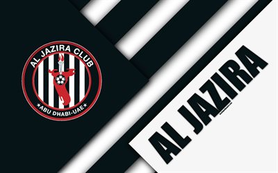 Al Jazira Club, emirati football club, 4k, material design, black and white abstraction, emblem, logo, UAE Pro-League, Abu Dhabi, United Arab Emirates, football, Arabian Gulf League, UAE, Al Jazira FC