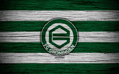 Groningen FC, 4k, Eredivisie, soccer, Holland, football club, Groningen, wooden texture, FC Groningen