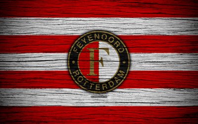 Feyenoord FC, 4k, de la Premier league, f&#250;tbol, Holanda, club de f&#250;tbol, el Feyenoord, de madera de la textura, el FC Feyenoord