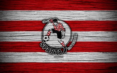 Sparta Rotterdam FC, 4k, Eredivisie, soccer, Holland, football club, Sparta Rotterdam, wooden texture, FC Sparta Rotterdam