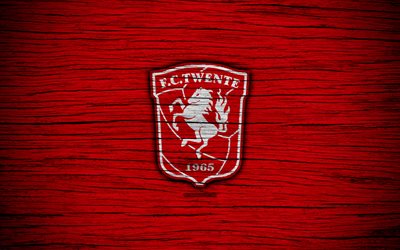 El Twente FC, 4k, Eredivisie, f&#250;tbol, Holanda, club de f&#250;tbol, el Twente, de madera de la textura, el FC Twente