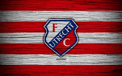 Utrecht FC, 4k, Eredivisie, soccer, Holland, football club, Utrecht, wooden texture, FC Utrecht