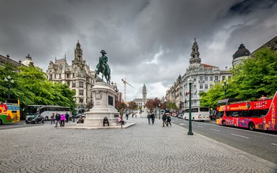 Porto, Monument to Don Pedro IV, horseman, architectural monument, travel, Portugal