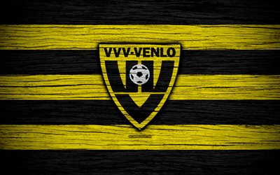 Venlo FC, 4k, Campeonato holand&#234;s, futebol, Holanda, clube de futebol, Venlo, textura de madeira, FC Venlo