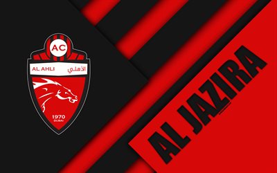 Shabab Al-Ahli Dubai FC, emiirikunta football club, 4k, materiaali suunnittelu, punainen musta abstraktio, tunnus, logo, UAE Pro League, Dubai, Yhdistyneet Arabiemiirikunnat, jalkapallo, Arabian Gulf League, UAE