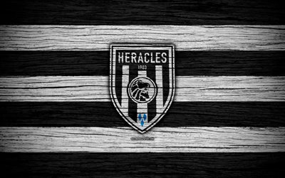 Heracles FC, 4k, Eredivisie, soccer, Holland, football club, Heracles, wooden texture, FC Heracles