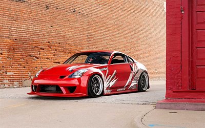 Nissan 350Z, type n, red sports coupe, tuning 350Z, red 350Z, Japanese cars, Nissan
