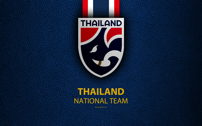 Tailandia el equipo nacional de f&#250;tbol, 4K, textura de cuero, la Guerra de los Elefantes, de la Asociaci&#243;n de F&#250;tbol de Tailandia, emblema, logotipo, Asia, f&#250;tbol, Tailandia