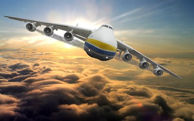 4k, AN-225, avion de vol, Cosaque, avion-cargo, Antonov an-225 Mriya, des avions de transport, l&#39;Ukraine, AN225, le plus grand avion, un Antonov Airlines, l&#39;avion ukrainien