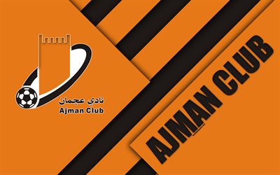 Ajman Club, emirlik Futbol Kul&#252;b&#252;, 4k, malzeme tasarım, turuncu siyah soyutlama, amblem, logo, BAE Pro-Lig, Ajman, Birleşik Arap Emirlikleri, futbol, Basra K&#246;rfezi Ligi, Ajman FC