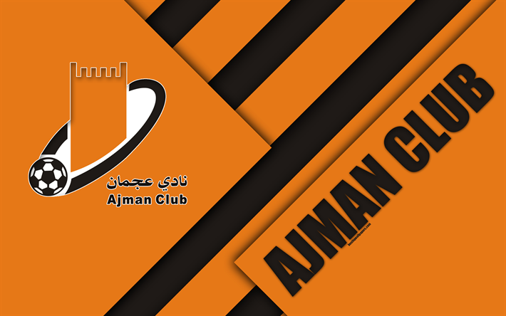 Ajman Club, emirato football club, 4k, il design dei materiali, arancione nero astrazione, emblema, logo, UAE Pro-League, Ajman, Emirati Arabi Uniti, calcio, Arabian Gulf League, EMIRATI arabi uniti, Ajman FC