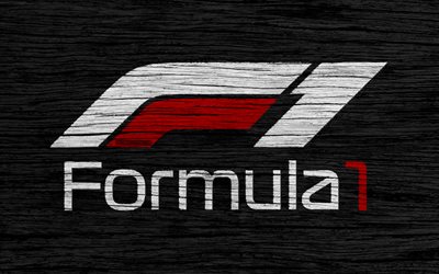 4k, Formule 1, nouveau logo, une texture de bois, F1 nouveau logo, F1, noir fond d'écran, Formule 1 un nouveau logo, de la Formule 1 en 2018, le nouveau logo de la f1