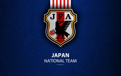 اليابان فريق الوطني لكرة القدم, 4k, جلدية الملمس, الاتحاد الياباني, اليابان لكرة القدم, شعار, آسيا, كرة القدم, اليابان