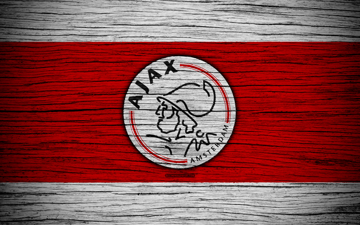 Ajax FC, 4k, Campeonato holand&#234;s, futebol, Holanda, O AFC Ajax, clube de futebol, Ajax, textura de madeira, arte, Ajax Amsterdam