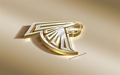 Atlanta Falcons, Americano Futebol Clube, NFL, Ouro Prata logotipo, Atlanta, Ge&#243;rgia, EUA, A Liga Nacional De Futebol, 3d emblema de ouro, criativo, arte 3d, Futebol americano