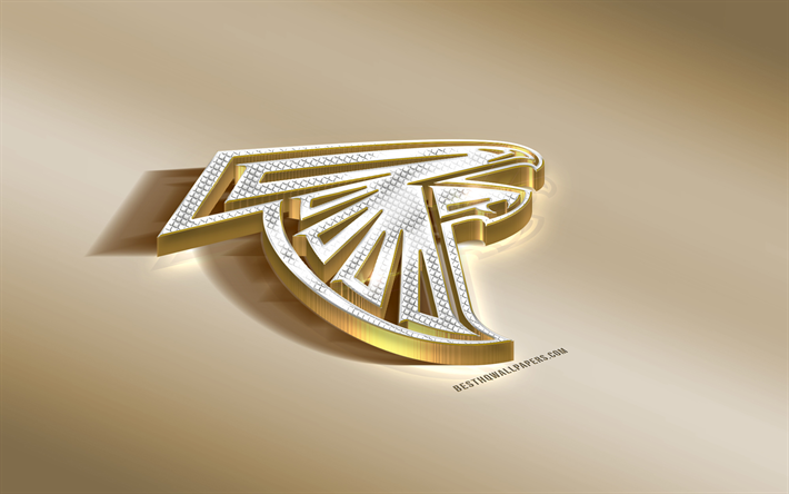Atlanta Falcons, Amerikan Futbol Kul&#252;b&#252;, NFL, Altın G&#252;m&#252;ş logo, Atlanta, Georgia, ABD Ulusal Futbol Ligi, 3d altın amblemi, yaratıcı 3d sanat, Amerikan Futbolu