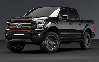 Ford F-150 Harley-Davidson, tuning, 2019 cars, pickups, black Ford F-150, american cars, 2019 Ford F-150, Ford