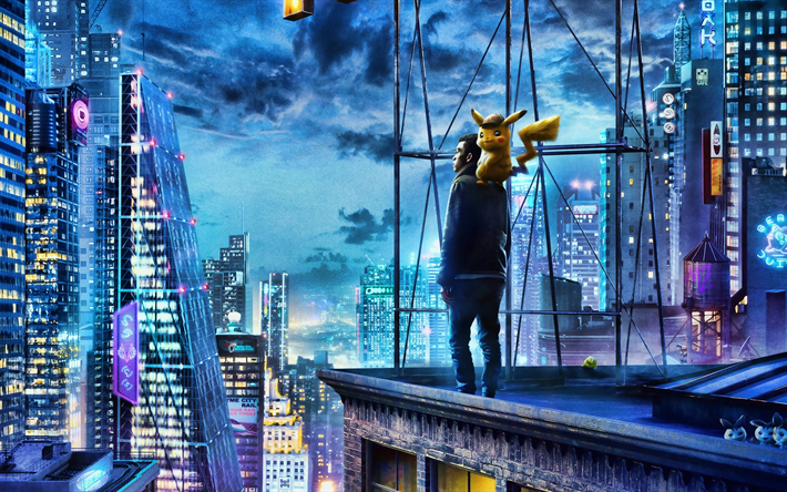 Pokemon Detective Pikachu, 3D-animation, 2019 movie, poster, fan art, Pikachu, chubby rodent