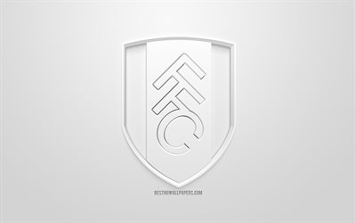 El Fulham FC, creativo logo en 3D, fondo blanco, 3d emblema, el club de f&#250;tbol ingl&#233;s, la Premier League, Londres, Inglaterra, 3d, arte, f&#250;tbol, elegante logo en 3d