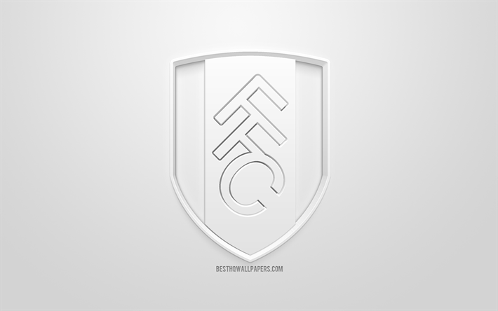 Fulham FC, الإبداعية شعار 3D, خلفية بيضاء, 3d شعار, الإنجليزية لكرة القدم, الدوري الممتاز, لندن, إنجلترا, الفن 3d, كرة القدم, أنيقة شعار 3d