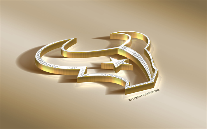 houston texans american football club, nfl, golden, silber-logo, houston, texas, usa, der national football league, 3d golden emblem, kreative 3d-kunst, american football