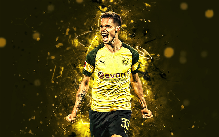 Julian Weigl, l&#39;obiettivo, il Borussia Dortmund FC, il centrocampista tedesco calciatori, calcio, Weigl, BVB, Bundesliga, luci al neon, Germania