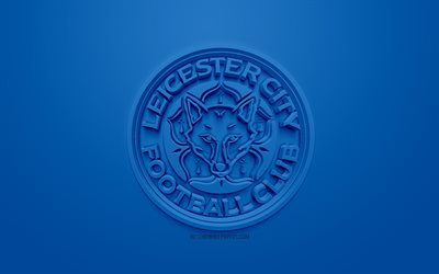 Leicester City FC, creative 3D logo, blue background, 3d emblem, English football club, Premier League, Leicester, England, 3d art, football, stylish 3d logo, LCFC