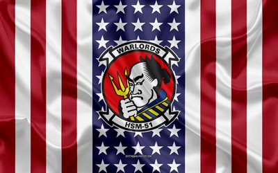 Helicopter Maritime Strike Squadron 51 Emblem, American Flag, US Navy, USA, Helicopter Maritime Strike Squadron 51 Badge, US warship