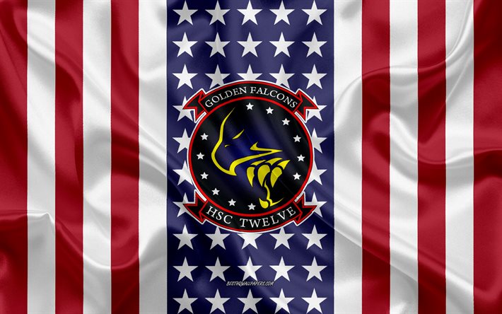 Helic&#243;ptero Mar de Combate del Escuadr&#243;n de 12 Emblema, HSC-12, Bandera Estadounidense, la Marina de los EEUU, estados UNIDOS, un Helic&#243;ptero de Mar de Combate del Escuadr&#243;n de 12 Insignia, NOS buque de guerra