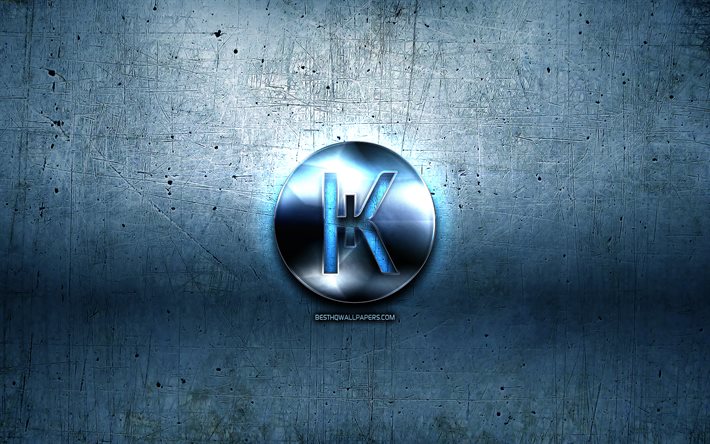 Karbovanets metalli-logo, grunge, kryptovaluutta, sininen metalli tausta, Karbovanets, luova, Karbovanets logo