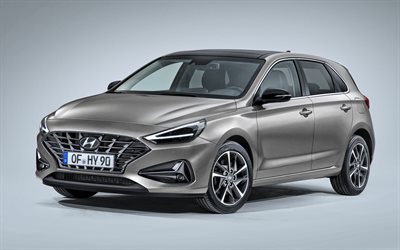 2020, Hyundai i30, 4K, vista frontal, exterior, i30 PD facelfit, cinza hatchback, novo i30 cinza, Carros coreanos, Hyundai