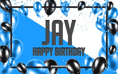 お誕生日おめでジェイ, お誕生日の風船の背景, ジェイ, 壁紙名, ジェイ-お誕生日おめで, 青球誕生の背景, ご挨拶カード, ジェイ誕生日