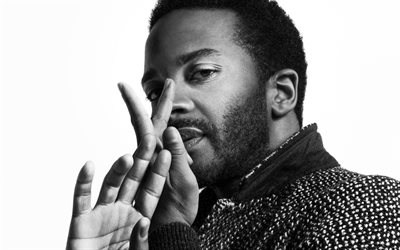 Andre Holland, portrait, american actor, photoshoot, monochrome, american star