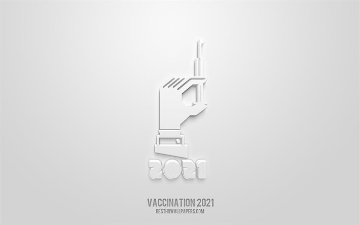 予防接種20213dアイコン, Covid-19ワクチン接種2021, 白背景, 3Dシンボル, 予防接種2021, 薬のアイコン, 3D图标, 予防接種2021サイン, 医学3dアイコン