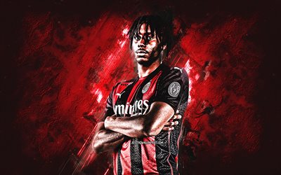 Soualiho Meite, AC Milan, french footballer, Serie A, red stone background, soccer