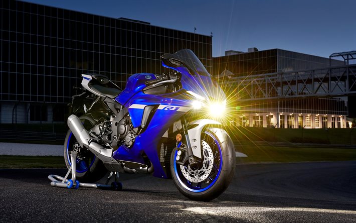 Yamaha YZF-R1, 4k, strålkastare, 2021 cyklar, superbikes, blå motorcykel, 2021 Yamaha YZF-R1, Yamaha