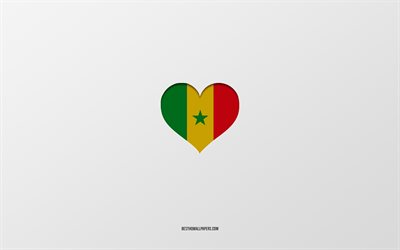 I Love Senegal, Africa countries, Senegal, gray background, Senegal flag heart, favorite country, Love Senegal