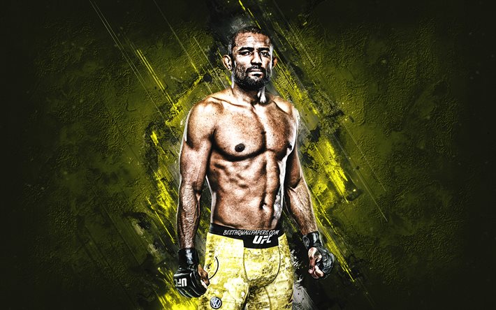Sergio Moraes, MMA, UFC, combattant br&#233;silien, portrait, fond de pierre jaune, Ultimate Fighting Championship