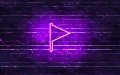 violette flagge neon-symbol, 4k, violetter hintergrund, neon-symbole, violette flagge, violette flagge zeichen, computer zeichen, violette flagge symbol, computer-symbole