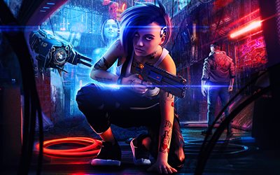 4k, Judy Alvarez, 3D art, Cyberpunk 2077, RPG, fan art, Cyberpunk 2077 characters, Judy Alvarez Cyberpunk